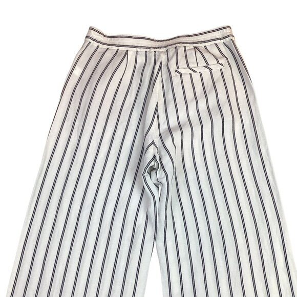 J.Jill Womens 4 Striped Linen Rayon Wide-Leg Pants Ivory & Black - Picture 7 of 11